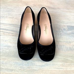 Ferragamo My Charm Black Suede Calf, 6 B